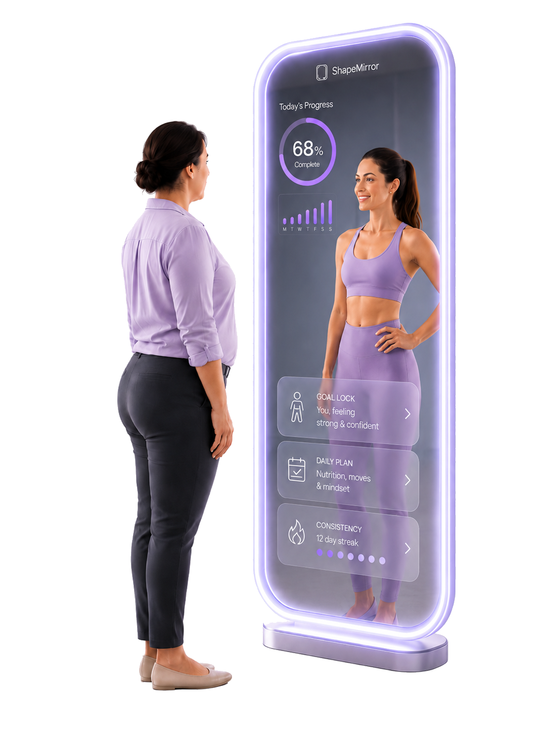 Looking into the ShapeMirror at a slimmer, stronger goal reflection